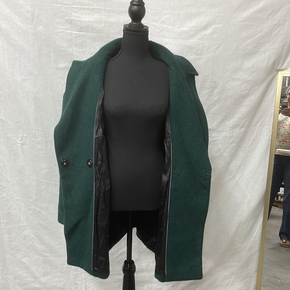 Banana Republic mohair and wool pea coat, size large, forest green - Picture 4 of 9